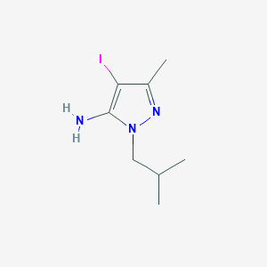 molecular formula C8H14IN3 B2635218 4-Iodo-1-isobutyl-3-methyl-1H-pyrazol-5-amine CAS No. 1303443-54-0
