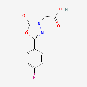 molecular formula C10H7FN2O4 B2635220 2-[5-(4-Fluorophenyl)-2-oxo-2,3-dihydro-1,3,4-oxadiazol-3-yl]acetic acid CAS No. 852389-17-4