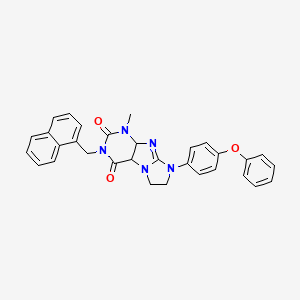 molecular formula C31H25N5O3 B2635227 1-methyl-3-[(naphthalen-1-yl)methyl]-8-(4-phenoxyphenyl)-1H,2H,3H,4H,6H,7H,8H-imidazo[1,2-g]purine-2,4-dione CAS No. 921050-41-1