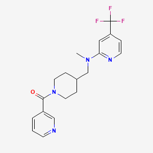 molecular formula C19H21F3N4O B2635240 N-methyl-N-{[1-(pyridine-3-carbonyl)piperidin-4-yl]methyl}-4-(trifluoromethyl)pyridin-2-amine CAS No. 2415600-51-8