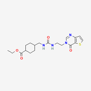 molecular formula C19H26N4O4S B2635241 ethyl 4-((3-(2-(4-oxothieno[3,2-d]pyrimidin-3(4H)-yl)ethyl)ureido)methyl)cyclohexanecarboxylate CAS No. 1903517-89-4