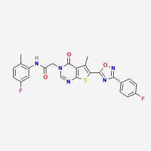 N-(5-fluoro-2-methylphenyl)-2-(6-(3-(4-fluorophenyl)-1,2,4-oxadiazol-5-yl)-5-methyl-4-oxothieno[2,3-d]pyrimidin-3(4H)-yl)acetamide