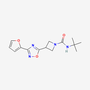 molecular formula C14H18N4O3 B2635254 N-(叔丁基)-3-(3-(呋喃-2-基)-1,2,4-恶二唑-5-基)氮杂环丁烷-1-甲酰胺 CAS No. 1428379-15-0