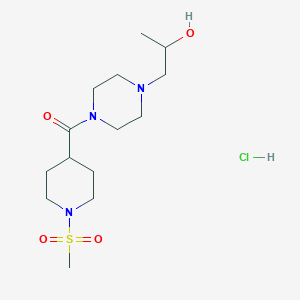 molecular formula C14H28ClN3O4S B2635260 (4-(2-Hydroxypropyl)piperazin-1-yl)(1-(methylsulfonyl)piperidin-4-yl)methanone hydrochloride CAS No. 1396676-60-0