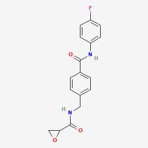 molecular formula C17H15FN2O3 B2635271 N-[[4-[(4-Fluorophenyl)carbamoyl]phenyl]methyl]oxirane-2-carboxamide CAS No. 2411269-57-1