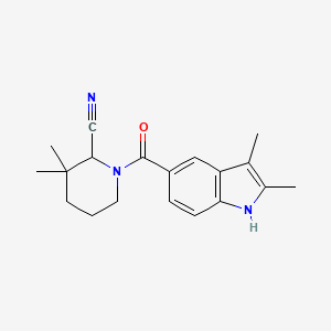 molecular formula C19H23N3O B2635277 1-(2,3-Dimethyl-1H-indole-5-carbonyl)-3,3-dimethylpiperidine-2-carbonitrile CAS No. 2129290-79-3