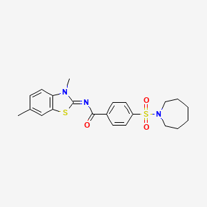 molecular formula C22H25N3O3S2 B2635285 4-(azepan-1-ylsulfonyl)-N-(3,6-dimethyl-1,3-benzothiazol-2-ylidene)benzamide CAS No. 399000-27-2
