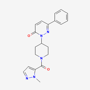 molecular formula C20H21N5O2 B2635289 2-[1-(2-Methylpyrazole-3-carbonyl)piperidin-4-yl]-6-phenylpyridazin-3-one CAS No. 2380042-51-1