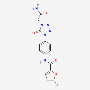molecular formula C14H11BrN6O4 B2635294 N-(4-(4-(2-amino-2-oxoethyl)-5-oxo-4,5-dihydro-1H-tetrazol-1-yl)phenyl)-5-bromofuran-2-carboxamide CAS No. 1396570-55-0