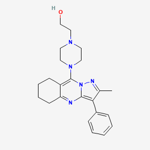 molecular formula C23H29N5O B2635303 2-(4-(2-Methyl-3-phenyl-5,6,7,8-tetrahydropyrazolo[5,1-b]quinazolin-9-yl)piperazin-1-yl)ethanol CAS No. 896803-70-6