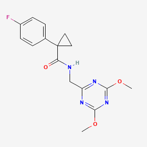 molecular formula C16H17FN4O3 B2635311 N-((4,6-dimethoxy-1,3,5-triazin-2-yl)methyl)-1-(4-fluorophenyl)cyclopropanecarboxamide CAS No. 2034412-22-9