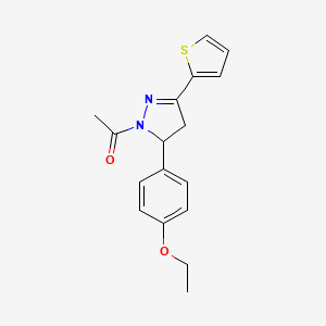 molecular formula C17H18N2O2S B2635312 1-[3-(4-Ethoxyphenyl)-5-thiophen-2-yl-3,4-dihydropyrazol-2-yl]ethanone CAS No. 867042-41-9