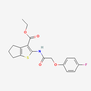 molecular formula C18H18FNO4S B2635313 2-[2-(4-氟苯氧基)乙酰氨基]-4H,5H,6H-环戊[b]噻吩-3-羧酸乙酯 CAS No. 618077-09-1