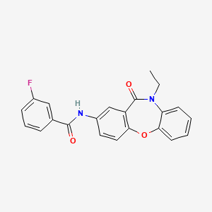molecular formula C22H17FN2O3 B2635316 N-(10-ethyl-11-oxo-10,11-dihydrodibenzo[b,f][1,4]oxazepin-2-yl)-3-fluorobenzamide CAS No. 922108-01-8