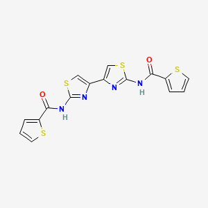 molecular formula C16H10N4O2S4 B2635319 N-[4-[2-(thiophene-2-carbonylamino)-1,3-thiazol-4-yl]-1,3-thiazol-2-yl]thiophene-2-carboxamide CAS No. 393838-70-5