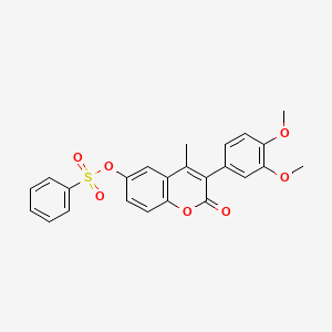 molecular formula C24H20O7S B2635320 3-(3,4-dimethoxyphenyl)-4-methyl-2-oxo-2H-chromen-6-yl benzenesulfonate CAS No. 869341-50-4