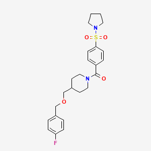 molecular formula C24H29FN2O4S B2635333 (4-(((4-氟苄氧基)甲基)哌啶-1-基)(4-(吡咯烷-1-磺酰基)苯基)甲苯酮 CAS No. 1396877-74-9