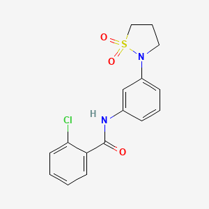 molecular formula C16H15ClN2O3S B2635347 2-chloro-N-(3-(1,1-dioxidoisothiazolidin-2-yl)phenyl)benzamide CAS No. 942011-24-7