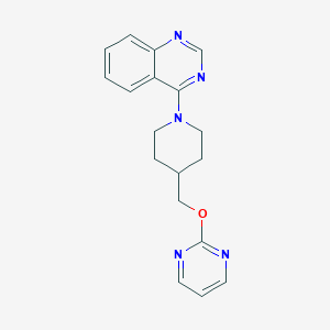 molecular formula C18H19N5O B2635352 4-[4-(Pyrimidin-2-yloxymethyl)piperidin-1-yl]quinazoline CAS No. 2415628-85-0