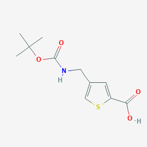molecular formula C11H15NO4S B2635358 4-[[(2-Methylpropan-2-yl)oxycarbonylamino]methyl]thiophene-2-carboxylic acid CAS No. 195322-21-5