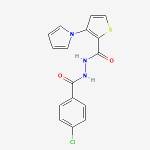molecular formula C16H12ClN3O2S B2635360 N'-(4-氯苯甲酰)-3-(1H-吡咯-1-基)-2-噻吩甲酰肼 CAS No. 672925-34-7