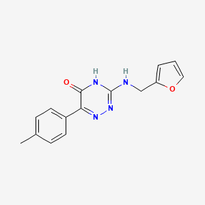 molecular formula C15H14N4O2 B2635366 3-[(2-Furylmethyl)amino]-6-(4-methylphenyl)-1,2,4-triazin-5-ol CAS No. 881432-85-5