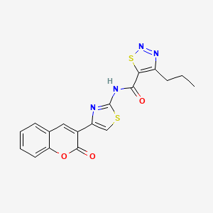 molecular formula C18H14N4O3S2 B2635368 N-(4-(2-oxo-2H-chromen-3-yl)thiazol-2-yl)-4-propyl-1,2,3-thiadiazole-5-carboxamide CAS No. 1203383-06-5