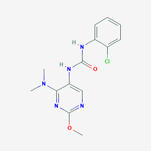 molecular formula C14H16ClN5O2 B2635370 1-(2-Chlorophenyl)-3-(4-(dimethylamino)-2-methoxypyrimidin-5-yl)urea CAS No. 1797659-87-0