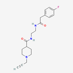 molecular formula C19H24FN3O2 B2635377 2-(4-fluorophenyl)-N-(2-{[1-(prop-2-yn-1-yl)piperidin-4-yl]formamido}ethyl)acetamide CAS No. 1280947-02-5