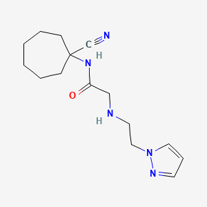 molecular formula C15H23N5O B2635384 N-(1-cyanocycloheptyl)-2-{[2-(1H-pyrazol-1-yl)ethyl]amino}acetamide CAS No. 1375971-25-7