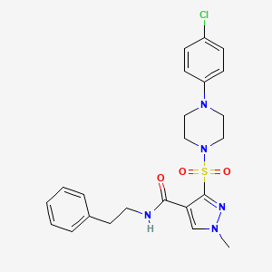 molecular formula C23H26ClN5O3S B2635392 N-(3,4-dimethoxyphenyl)-N'-(5-{[(3-oxo-3,4-dihydroquinoxalin-2-yl)methyl]thio}-1,3,4-thiadiazol-2-yl)urea CAS No. 1251552-38-1