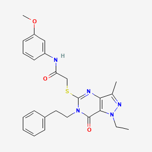 2-{[1-ethyl-3-methyl-7-oxo-6-(2-phenylethyl)-6,7-dihydro-1H-pyrazolo[4,3-d]pyrimidin-5-yl]sulfanyl}-N-(3-methoxyphenyl)acetamide