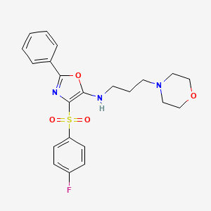 molecular formula C22H24FN3O4S B2635404 4-((4-fluorophenyl)sulfonyl)-N-(3-morpholinopropyl)-2-phenyloxazol-5-amine CAS No. 862737-81-3