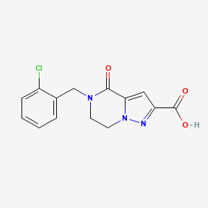 molecular formula C14H12ClN3O3 B2635406 5-(2-Chlorobenzyl)-4-oxo-4,5,6,7-tetrahydropyrazolo[1,5-a]pyrazine-2-carboxylic acid CAS No. 477854-37-8