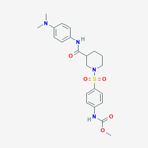 molecular formula C22H28N4O5S B2635416 Methyl (4-((3-((4-(dimethylamino)phenyl)carbamoyl)piperidin-1-yl)sulfonyl)phenyl)carbamate CAS No. 326615-86-5