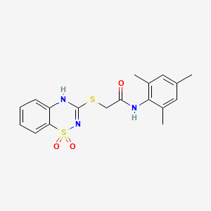 2-((1,1-dioxido-4H-benzo[e][1,2,4]thiadiazin-3-yl)thio)-N-mesitylacetamide