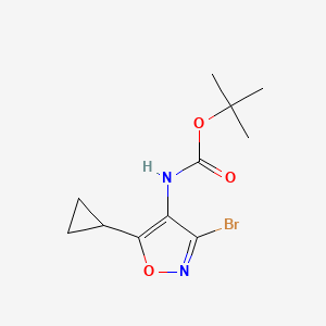 molecular formula C11H15BrN2O3 B2635469 Tert-butyl N-(3-bromo-5-cyclopropyl-1,2-oxazol-4-yl)carbamate CAS No. 2287341-85-7