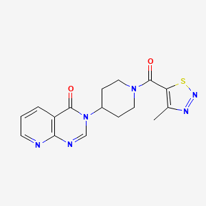 molecular formula C16H16N6O2S B2635490 3-(1-(4-methyl-1,2,3-thiadiazole-5-carbonyl)piperidin-4-yl)pyrido[2,3-d]pyrimidin-4(3H)-one CAS No. 2034423-89-5