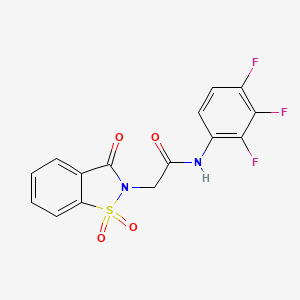 molecular formula C15H9F3N2O4S B2635492 2-(1,1-二氧化-3-氧代苯并[d]异噻唑-2(3H)-基)-N-(2,3,4-三氟苯基)乙酰胺 CAS No. 453532-13-3