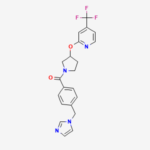 molecular formula C21H19F3N4O2 B2635502 (4-((1H-咪唑-1-基)甲基)苯基)(3-((4-(三氟甲基)吡啶-2-基)氧基)吡咯烷-1-基)甲酮 CAS No. 2034391-28-9