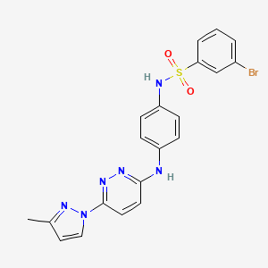 molecular formula C20H17BrN6O2S B2635516 3-bromo-N-(4-((6-(3-methyl-1H-pyrazol-1-yl)pyridazin-3-yl)amino)phenyl)benzenesulfonamide CAS No. 1014046-76-4