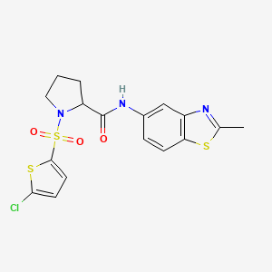 molecular formula C17H16ClN3O3S3 B2635518 1-((5-chlorothiophen-2-yl)sulfonyl)-N-(2-methylbenzo[d]thiazol-5-yl)pyrrolidine-2-carboxamide CAS No. 1098644-38-2