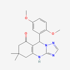 molecular formula C19H22N4O3 B2635520 9-(2,5-dimethoxyphenyl)-6,6-dimethyl-5,6,7,9-tetrahydro-[1,2,4]triazolo[5,1-b]quinazolin-8(4H)-one CAS No. 367907-45-7