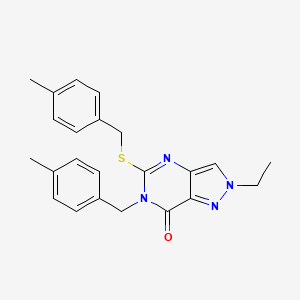 molecular formula C23H24N4OS B2635525 2-ethyl-6-(4-methylbenzyl)-5-((4-methylbenzyl)thio)-2H-pyrazolo[4,3-d]pyrimidin-7(6H)-one CAS No. 894921-24-5