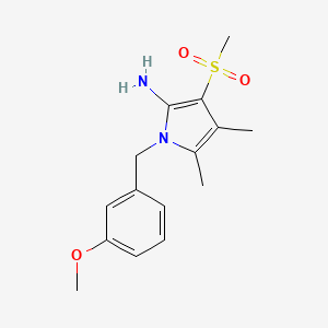 molecular formula C15H20N2O3S B2635532 1-(3-methoxybenzyl)-4,5-dimethyl-3-(methylsulfonyl)-1H-pyrrol-2-amine CAS No. 866142-44-1