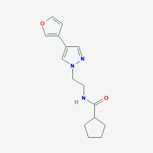 molecular formula C15H19N3O2 B2635538 N-(2-(4-(furan-3-yl)-1H-pyrazol-1-yl)ethyl)cyclopentanecarboxamide CAS No. 2034288-21-4