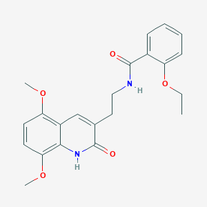 molecular formula C22H24N2O5 B2635539 N-[2-(5,8-dimethoxy-2-oxo-1H-quinolin-3-yl)ethyl]-2-ethoxybenzamide CAS No. 851403-49-1