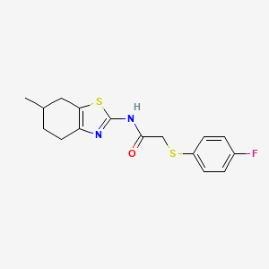 molecular formula C16H17FN2OS2 B2635546 2-((4-fluorophenyl)thio)-N-(6-methyl-4,5,6,7-tetrahydrobenzo[d]thiazol-2-yl)acetamide CAS No. 895490-08-1
