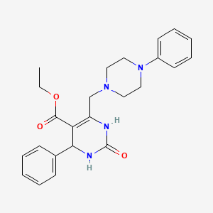 molecular formula C24H28N4O3 B2635562 Ethyl 2-oxo-4-phenyl-6-[(4-phenylpiperazin-1-yl)methyl]-1,2,3,4-tetrahydropyrimidine-5-carboxylate CAS No. 904457-97-2