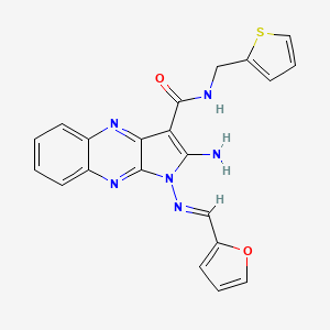 (E)-2-amino-1-((furan-2-ylmethylene)amino)-N-(thiophen-2-ylmethyl)-1H-pyrrolo[2,3-b]quinoxaline-3-carboxamide